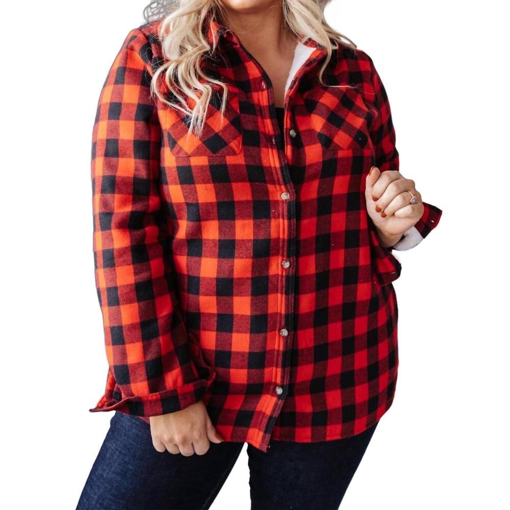 NEW NINEXIS campfire buffalo plaid jacket in black/red